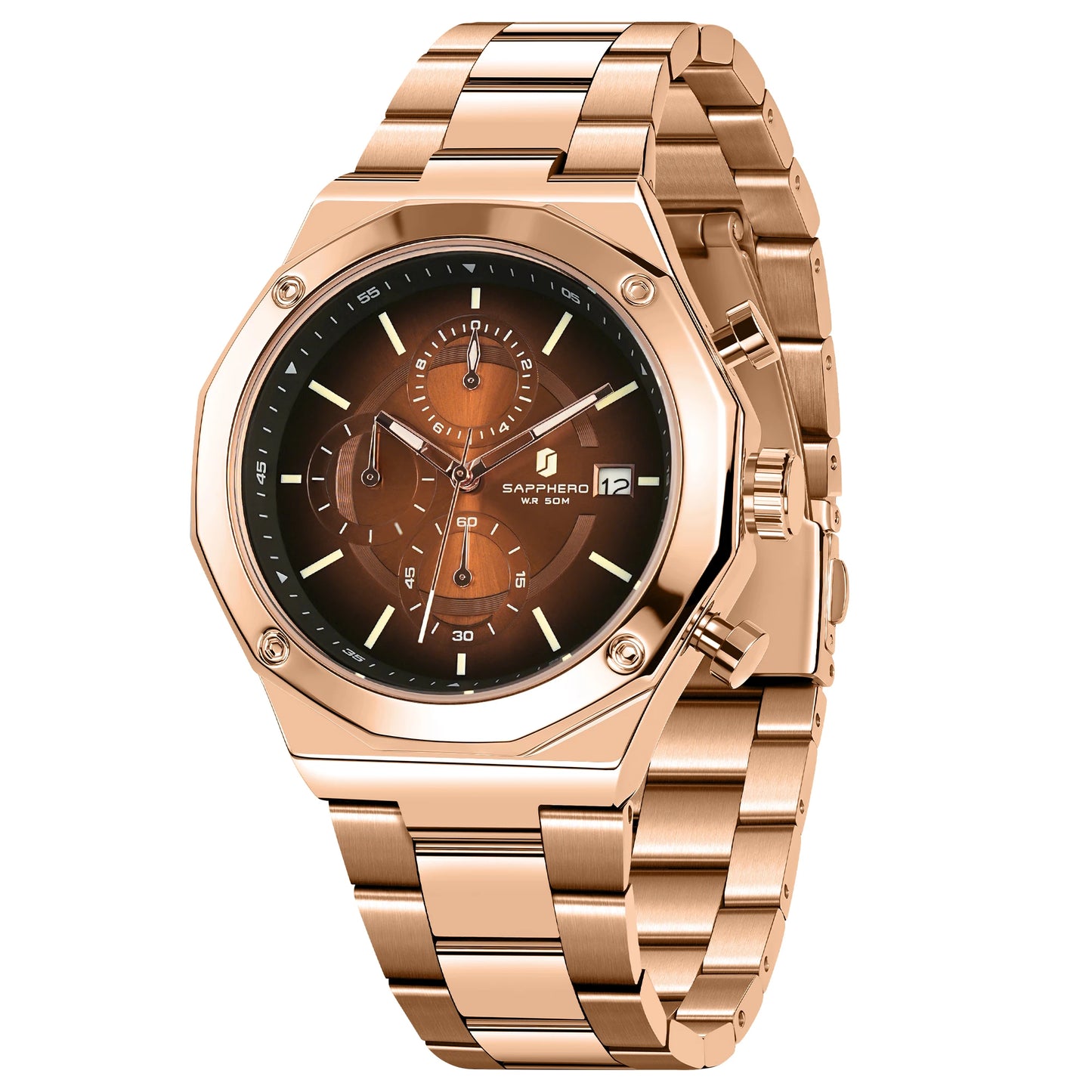 Montre homme SAPPHERO – Chronographe sport de luxe, mode et étanche, idéale en cadeau