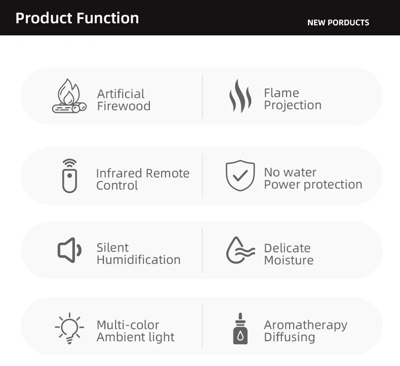 3D Flame Aroma Diffuser – Retro Fireplace Humidifier with Remote Control halloween