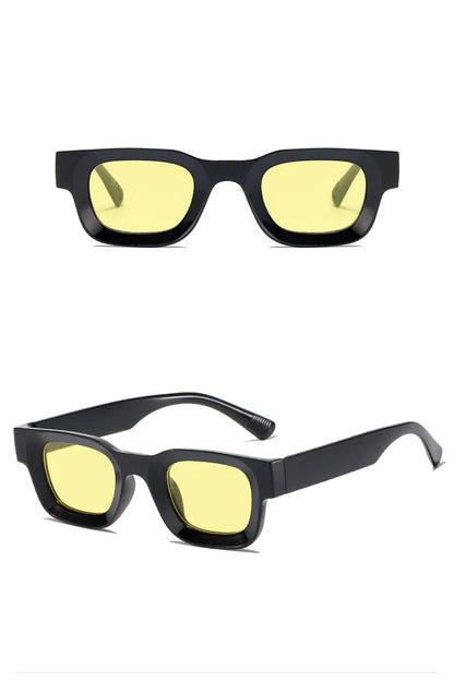 Unisex Small Rectangle Sunglasses – Thick Frame UV400 Shades