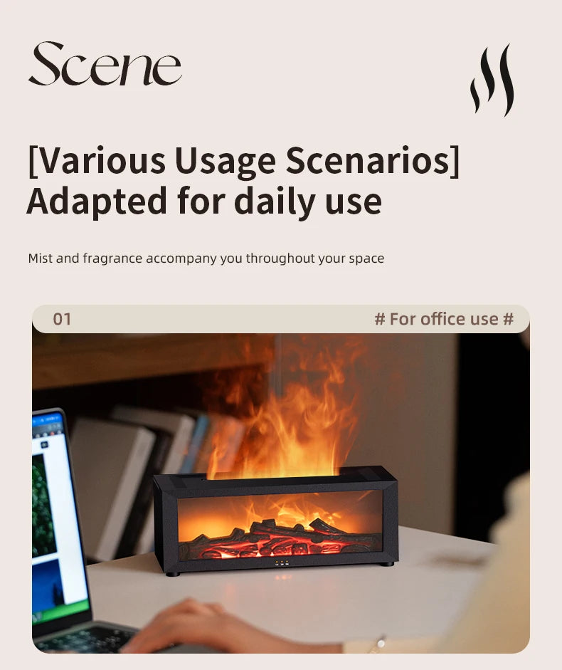 3D Flame Aroma Diffuser – Retro Fireplace Humidifier with Remote Control halloween